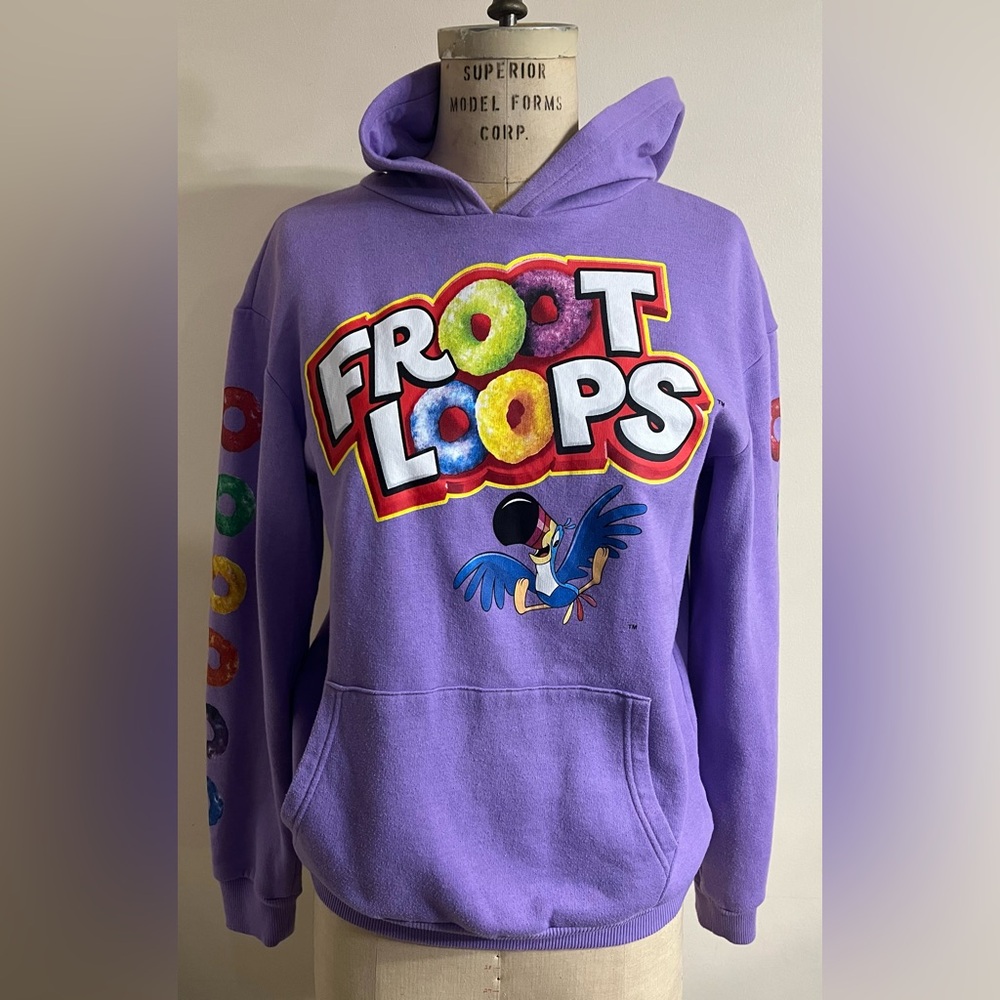 Kellogg's Sweatshirt Purple Fruit Loops Long Sleeve Hoodie Size Medium